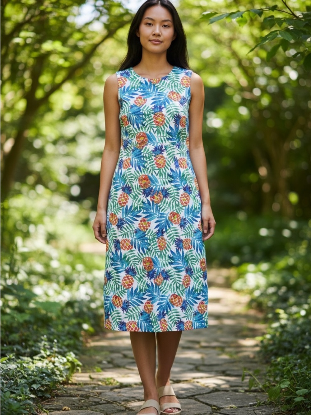 Tabitha Webb Pineapple Tropical Shift Dress Size 8 Resort Vacation